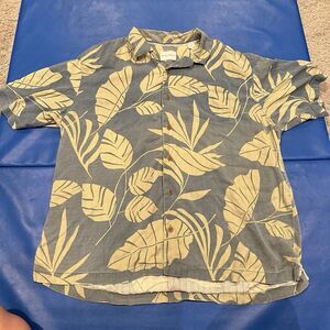 Tommy Bahama Mens Blue Shirt Silk Tropical Hawaiian Short Sleeve Size‎ XL